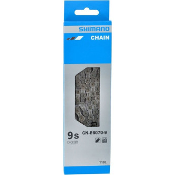 Цепь SHIMANO E6070, для 9 скоростей сзади/1 скорость спереди, 138 звеньев, для элекровелосипедов, с ампульным пином (1шт)