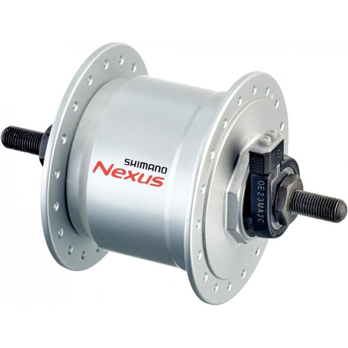 Втулка передняя динамо SHIMANO, 6V 3,0W, 36 отверстий, 100X140 мм, серебристый, ADHC30003NNAS