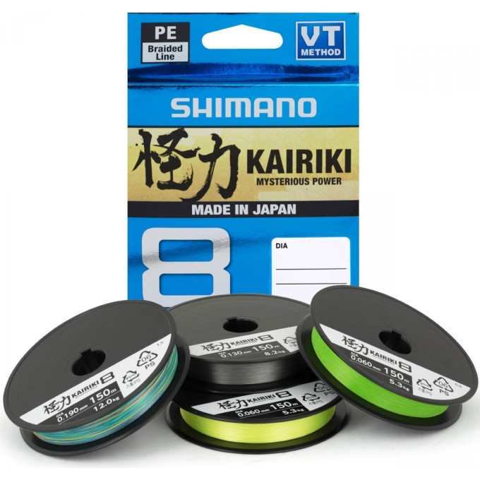 Леска плетёная SHIMANO KAIRIKI 8 PE 150м зеленая 0,190 мм 12,0 кг 59WPLA58R04